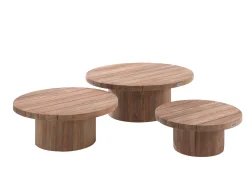 Couchtisch-Set Noah Gescova - Teakholz, 92/75/60cm, Braun