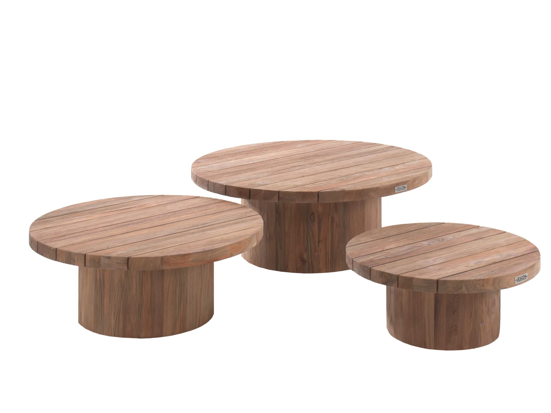 Couchtisch-Set Noah Gescova - Teakholz, 92/75/60cm, Braun