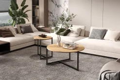 Couchtisch-Set Pola | Ø80 x 40 cm; Ø45 x 50 cm | Design Old Oak