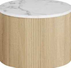 Couchtisch-Set Rowan - Ø80x42cm und Ø50x37cm - Eiche Dekor/Marmor