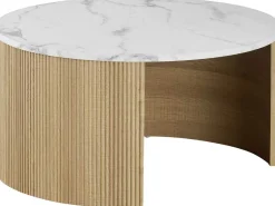 Couchtisch-Set Rowan - Ø80x42cm und Ø50x37cm - Eiche Dekor/Marmor