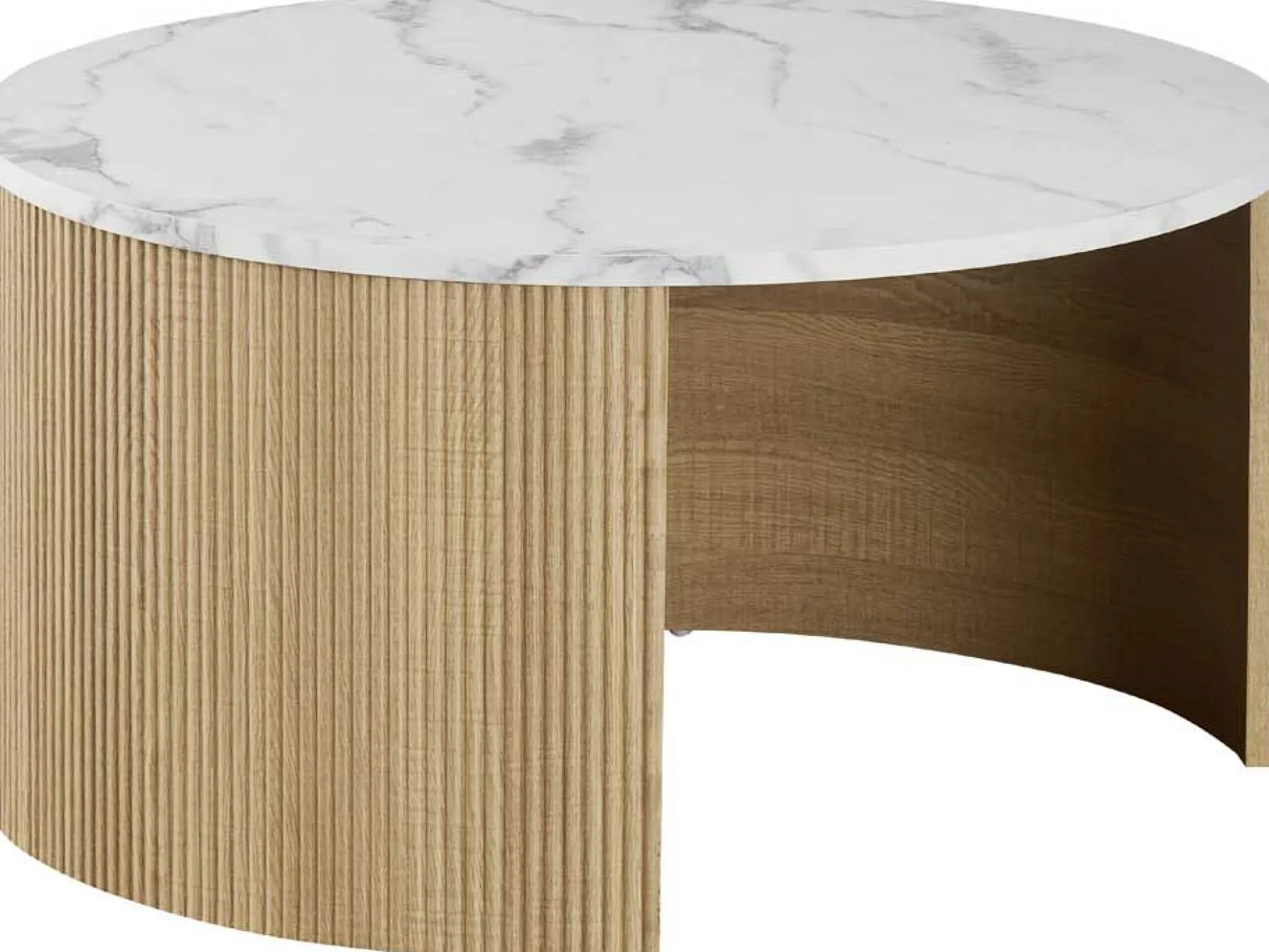 Couchtisch-Set Rowan - Ø80x42cm und Ø50x37cm - Eiche Dekor/Marmor