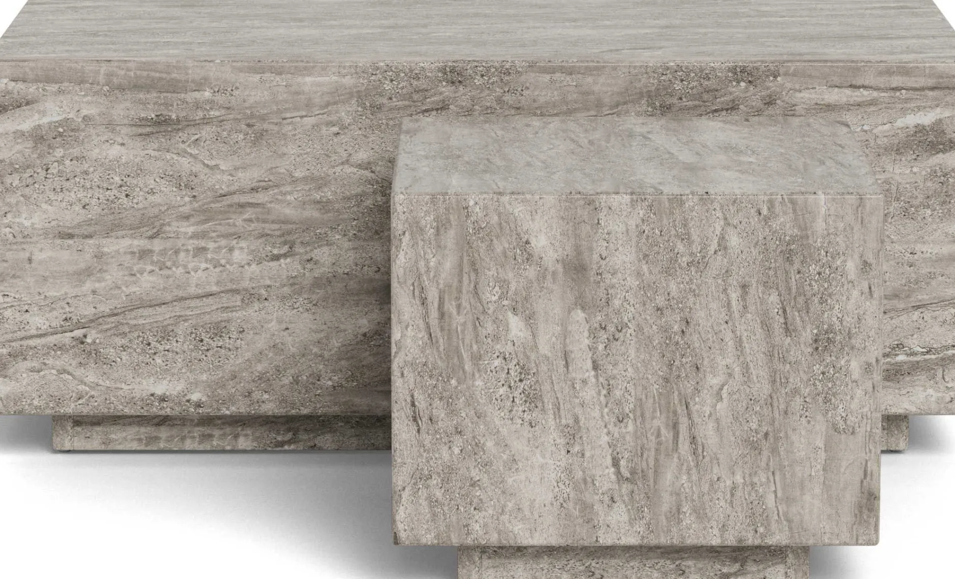 Couchtisch Set, 2tlg - Graue Marmoroptik