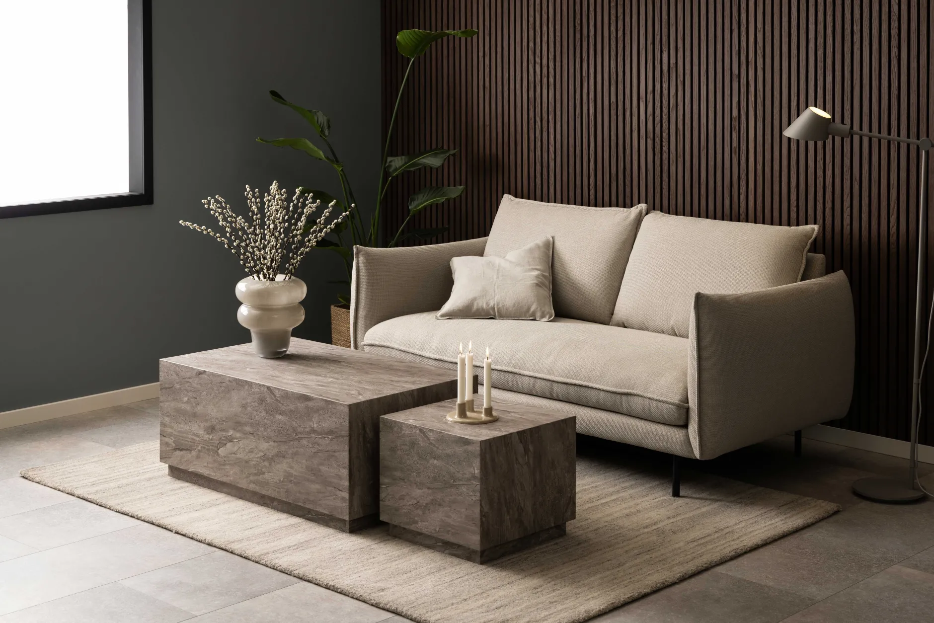 Couchtisch Set, 2tlg - Graue Marmoroptik