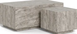 Couchtisch Set, 2tlg - Graue Marmoroptik