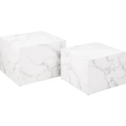 Couchtisch Set Würfel (2 Stück, 58x58x40 cm) - weiße Marmor