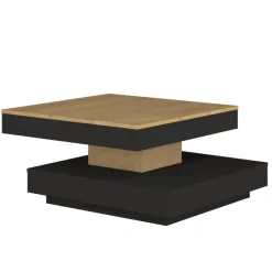 Couchtisch Soho 78x78 cm mit ausziehbarer Tischplatte - beige/ dunkelgrau