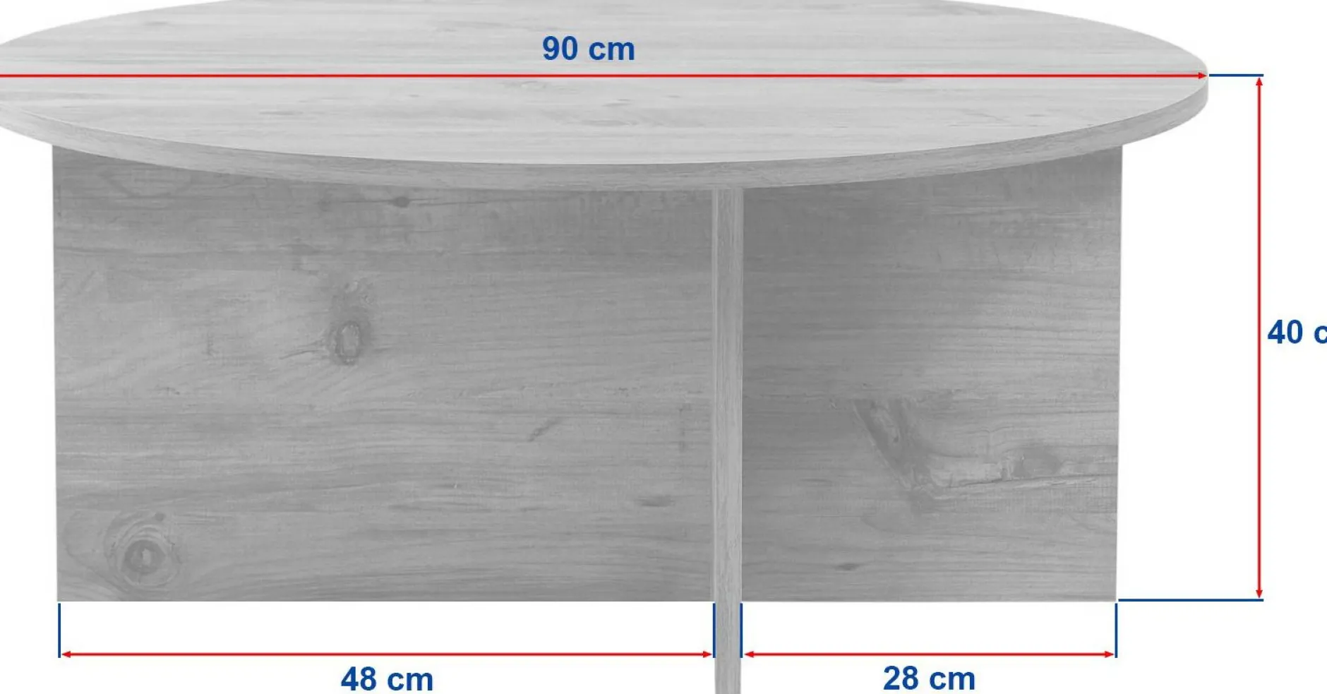 Couchtisch Soleil - 100% MELAMINE - Atlantik-Kiefer - 40 x 90 x 90 cm