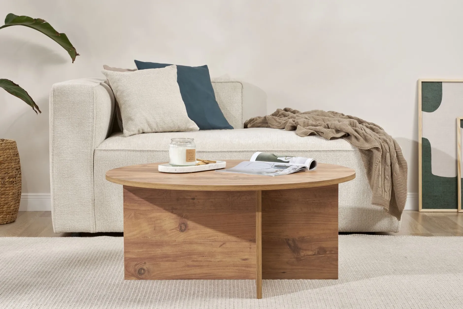 Couchtisch Soleil - 100% MELAMINE - Atlantik-Kiefer - 40 x 90 x 90 cm