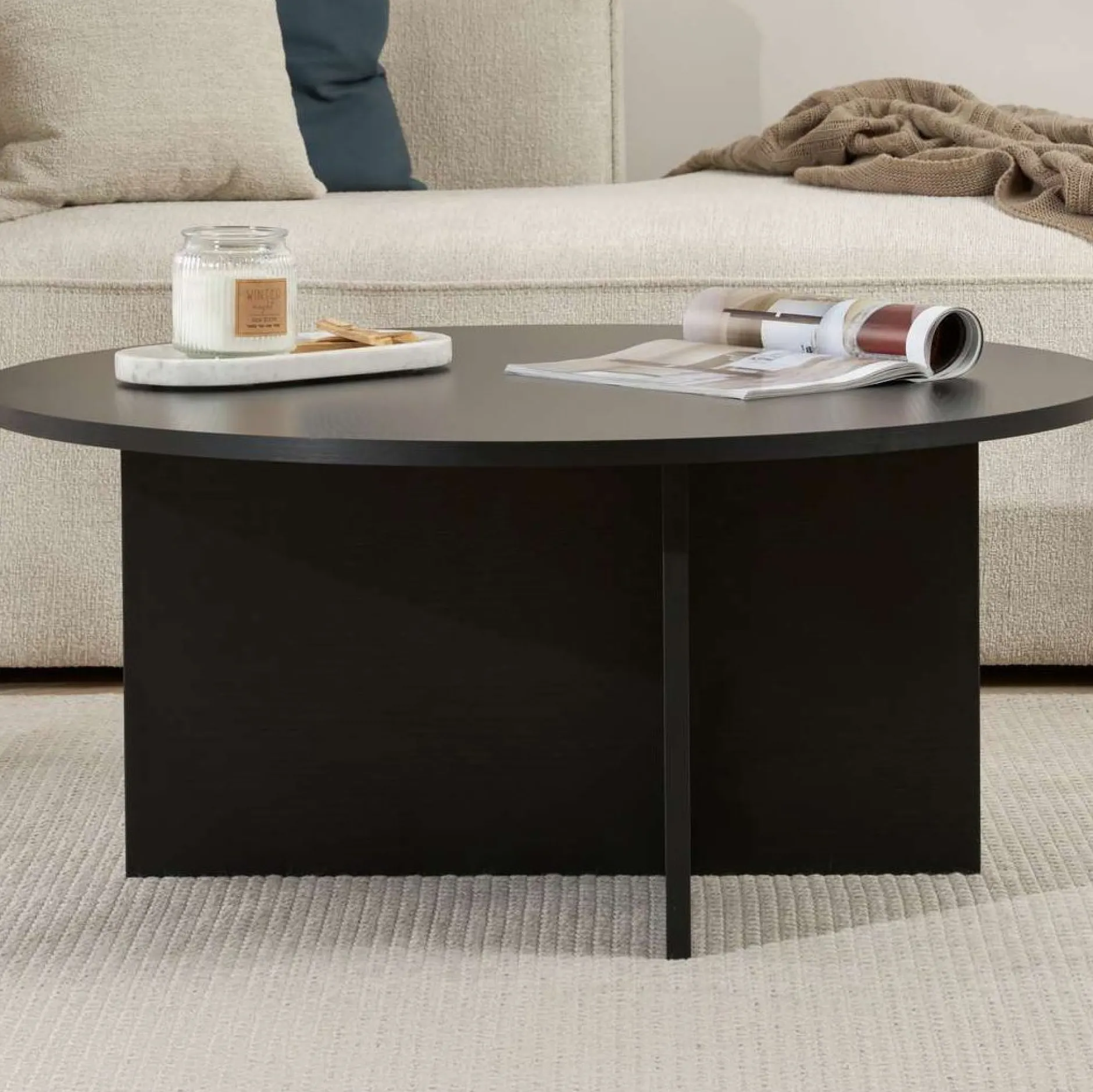 Couchtisch Soleil - 100% MELAMINE - Holzschwarz - 40 x 90 x 90 cm