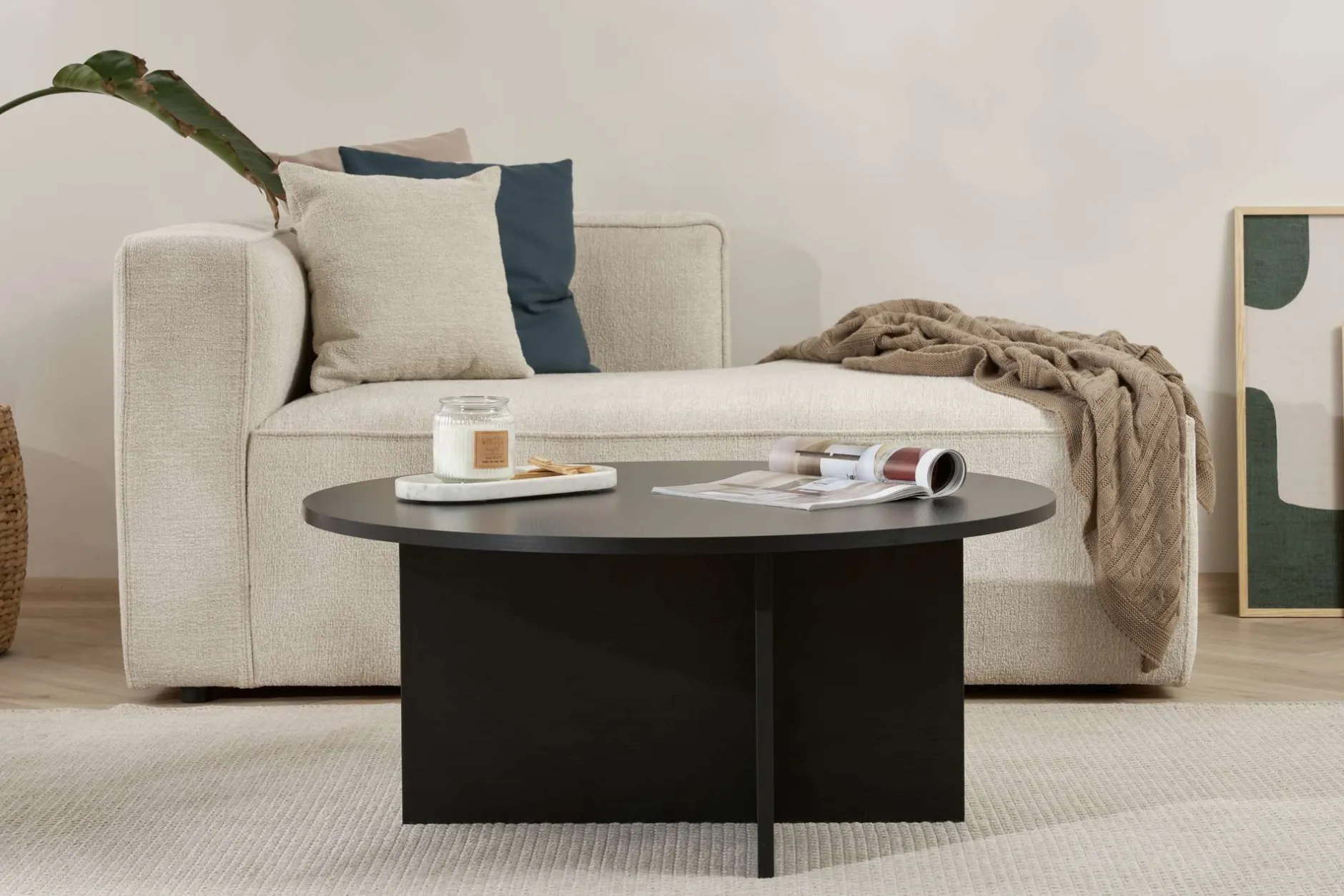 Couchtisch Soleil - 100% MELAMINE - Holzschwarz - 40 x 90 x 90 cm