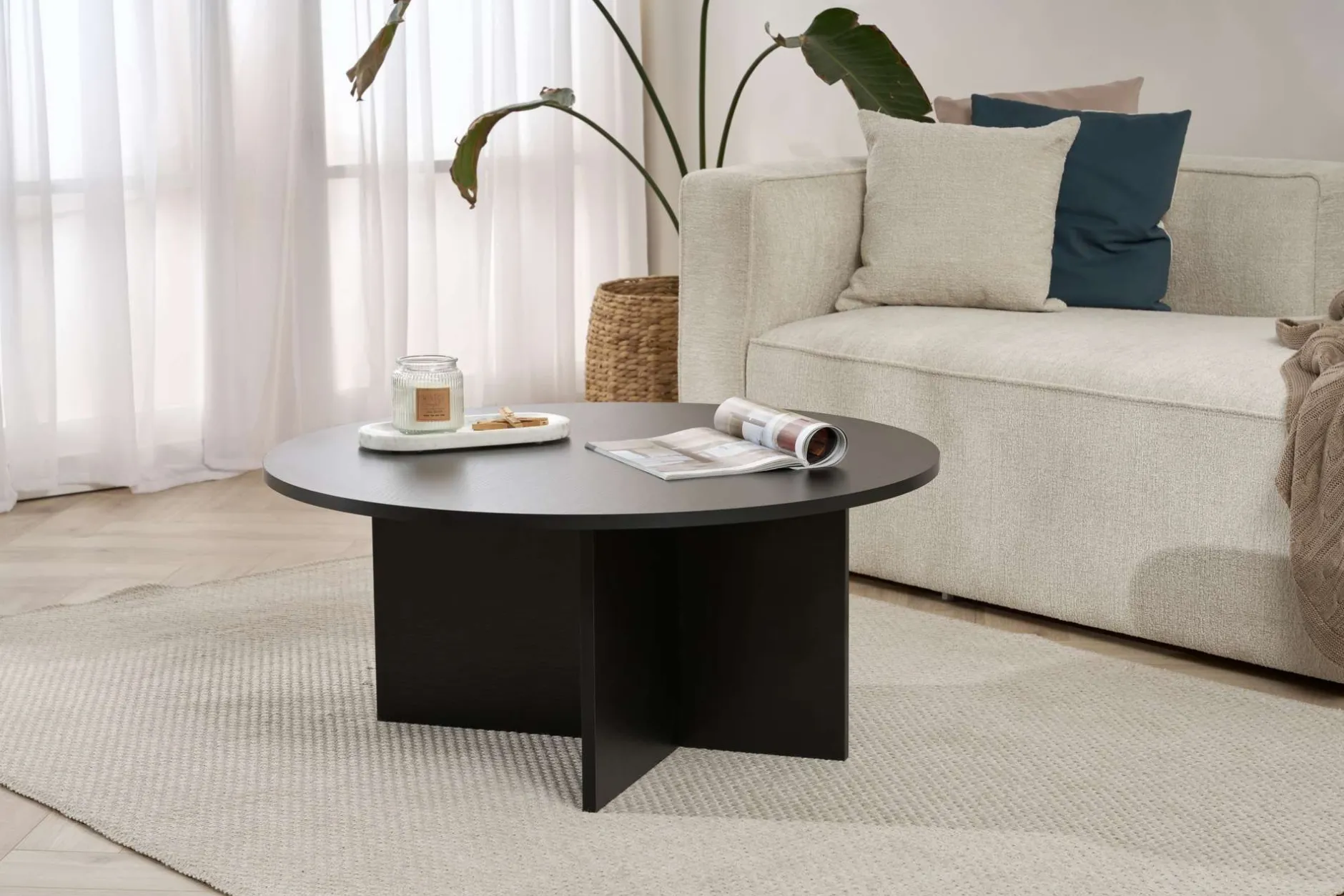 Couchtisch Soleil - 100% MELAMINE - Holzschwarz - 40 x 90 x 90 cm