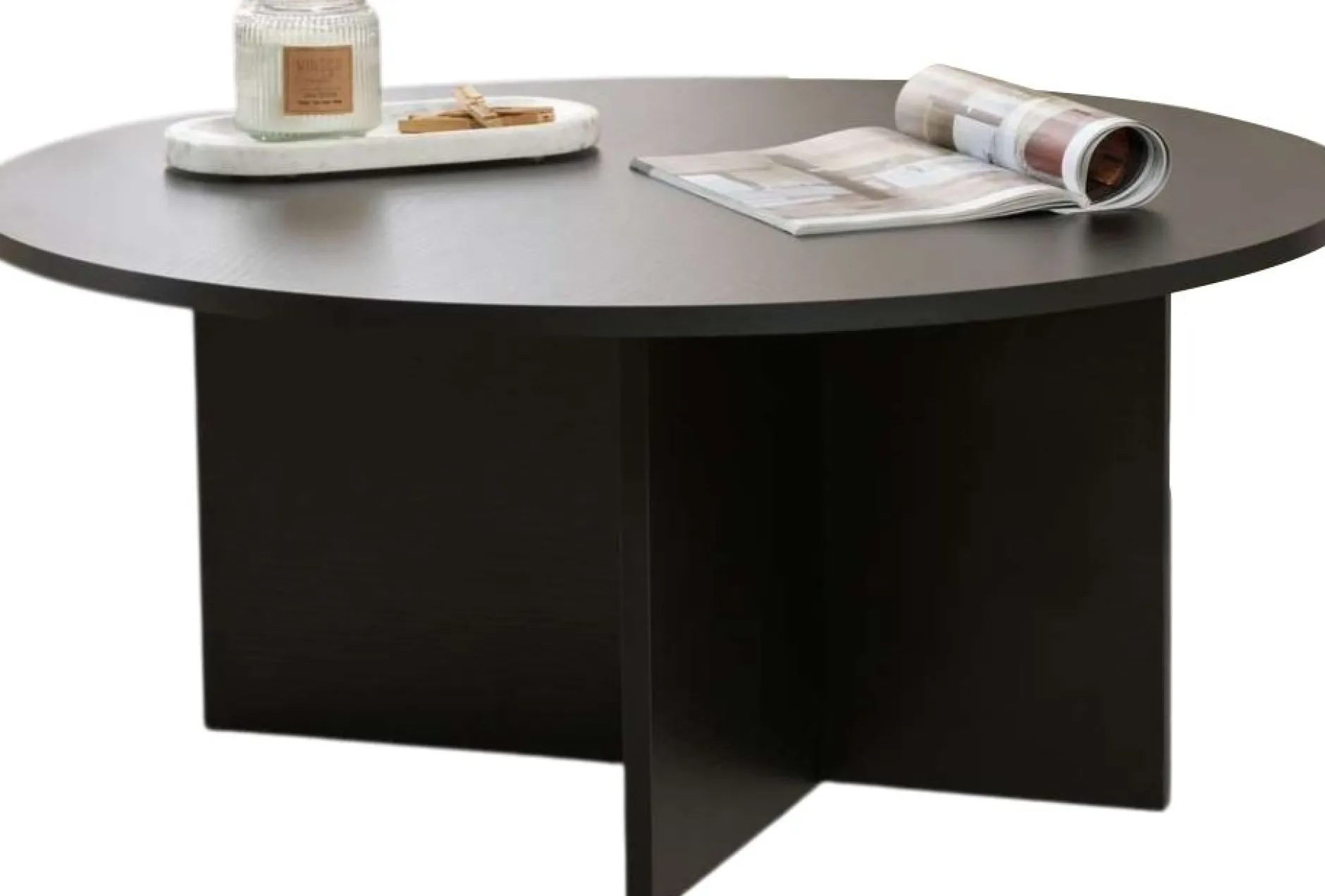 Couchtisch Soleil - 100% MELAMINE - Holzschwarz - 40 x 90 x 90 cm