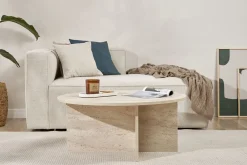 Couchtisch Soleil - 100% MELAMINE - Travertin - 40 x 90 x 90 cm