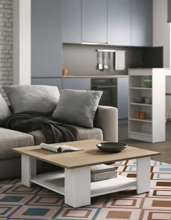 Couchtisch Square 67x67 - weiß/Eiche