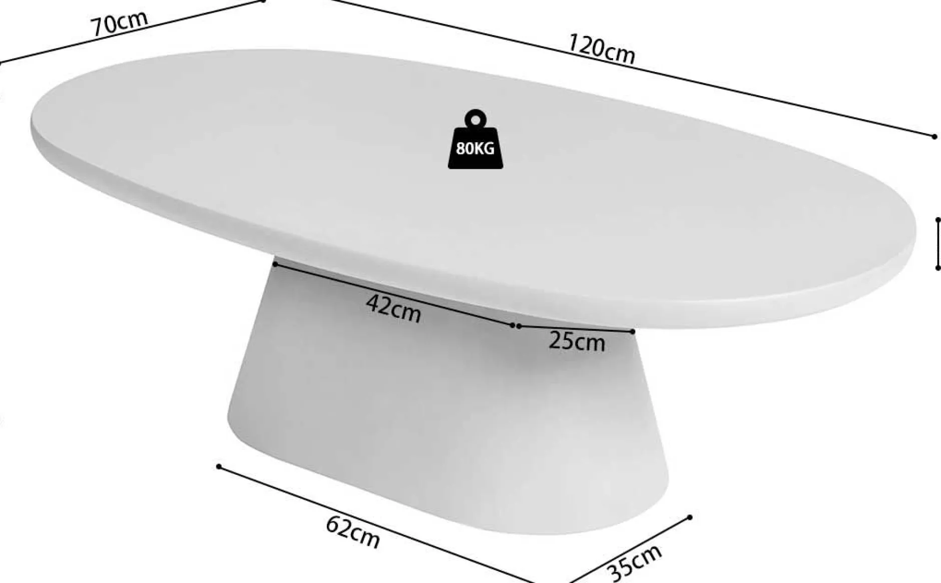 Couchtisch Tavares - 120x70x40cm - ecru