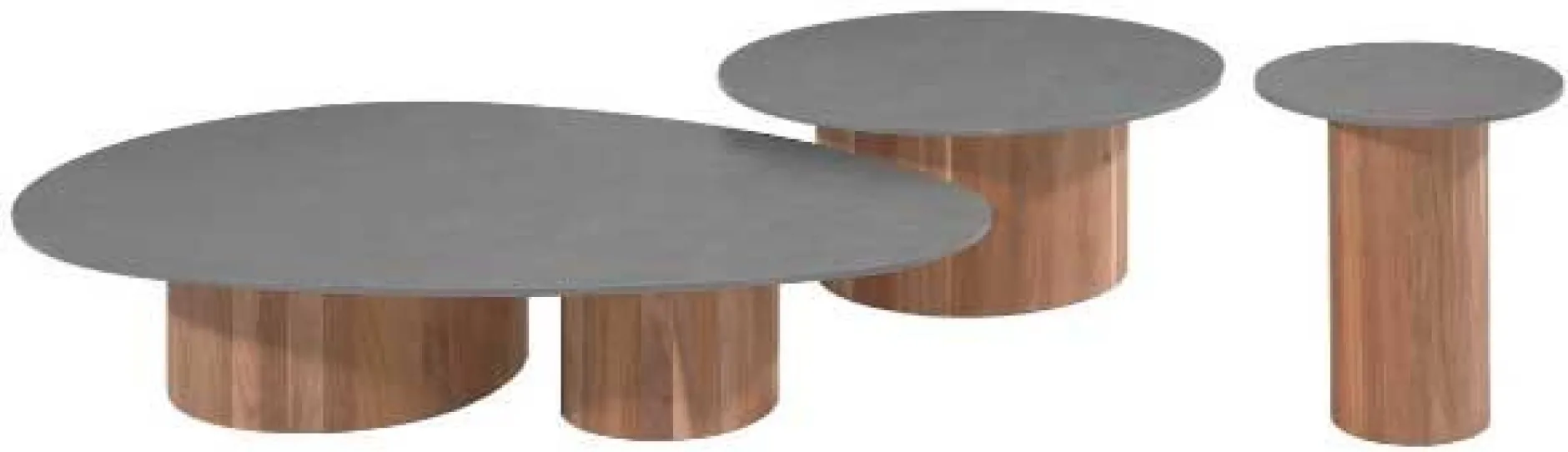 Couchtisch Viola Ø42cm Gescova - Teakholz und gesinterter Stein - Dunkelgrau