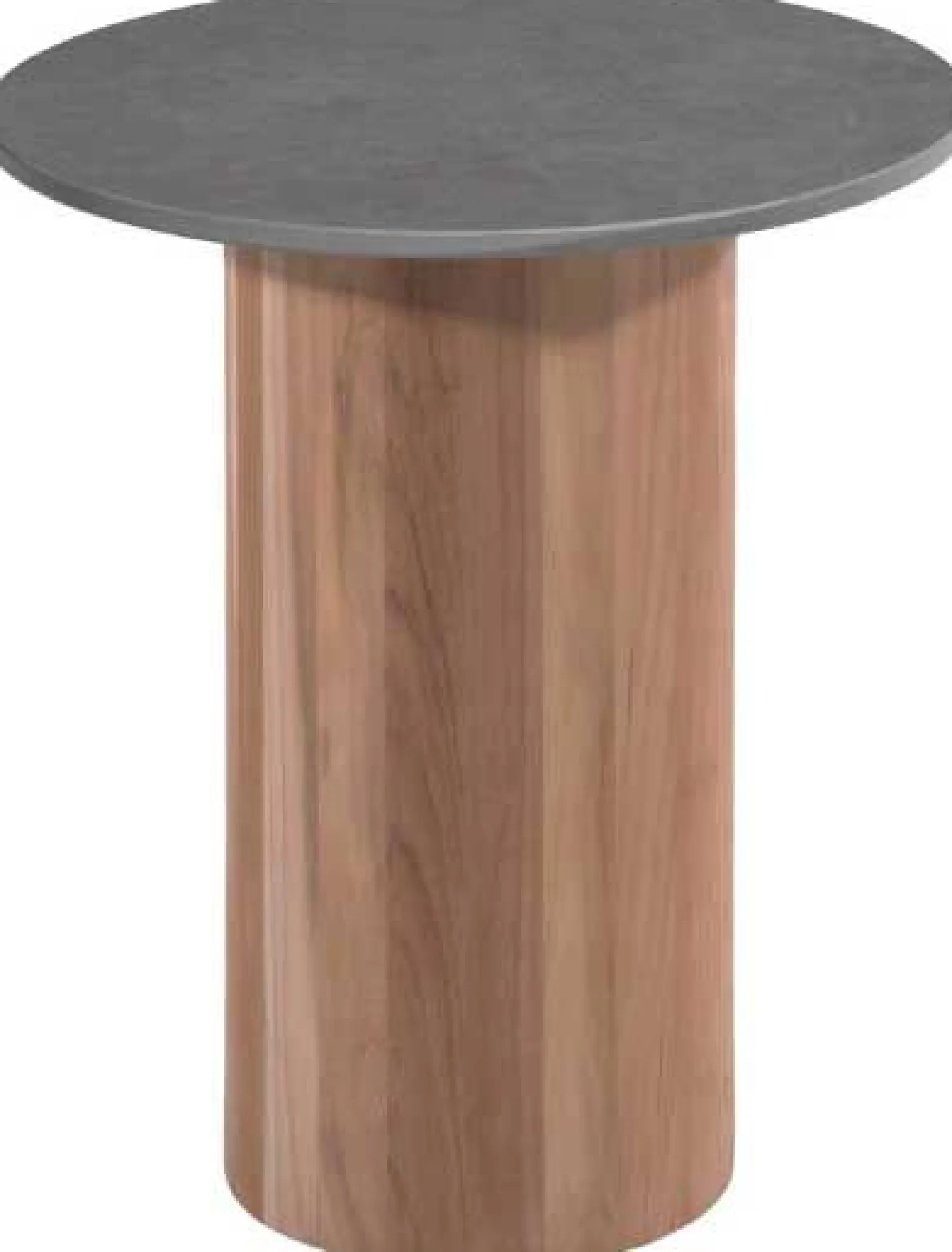 Couchtisch Viola Ø42cm Gescova - Teakholz und gesinterter Stein - Dunkelgrau