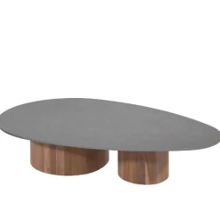Couchtisch Viola 140x90cm Teakholz & gesinterter Stein Dunkelgrau