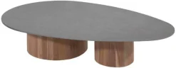 Couchtisch Viola 140x90cm Teakholz & gesinterter Stein Dunkelgrau