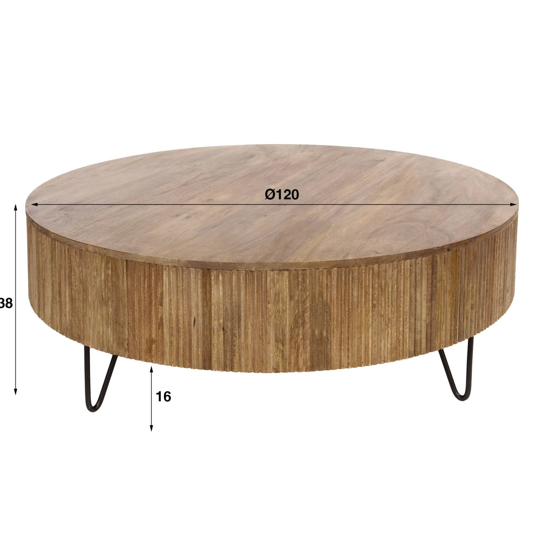 Couchtisch Wave - Ø120x38cm - Mangoholz massiv