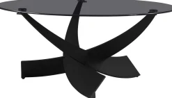 Couchtisch Weston - Ø90x41cm - Glas und Metall - schwarz