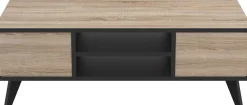 Couchtisch Wilke 2 Schubladen und 2 offene Fächer-gebürstete Eiche/mattschwarz