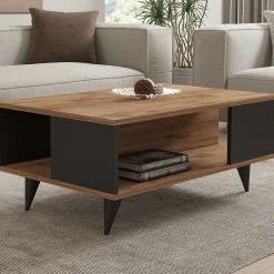 Couchtisch Yuka - 100% MELAMINE - Nussbaum - 90 x 39,5 x 60 cm