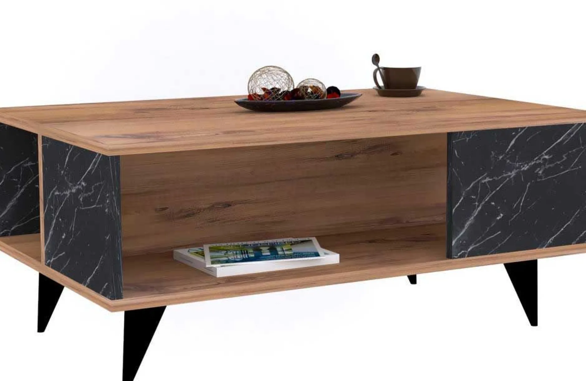 Couchtisch Yuka - 100% MELAMINE - Nussbaum - 90 x 39,5 x 60 cm