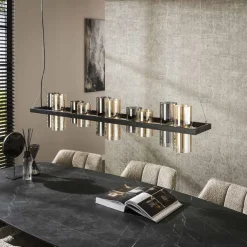 Cylian Pendelleuchte 130 cm-amber/chromes Glas