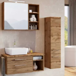 DasaBadezimmer : Spiegelschrank, Waschtischschrank, Säulenschrank - wotan Eiche Dekor