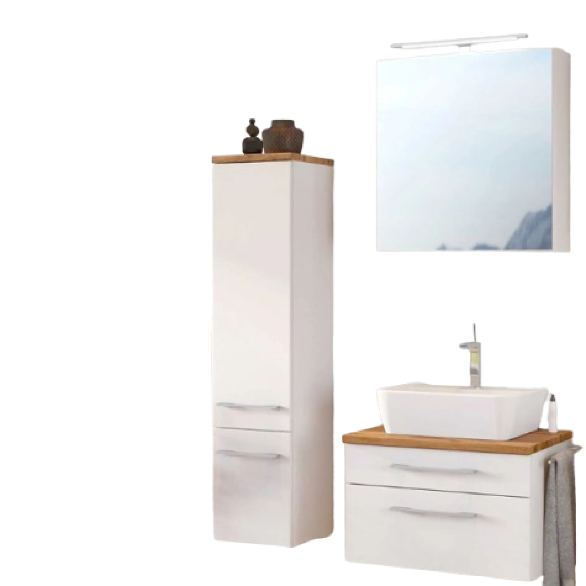 DasaBadezimmer : Säulenschrank, Spiegelschrank, Waschtischschrank - weiß