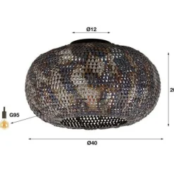 Deckenleuchte Zaccagni | Ø40 x 20 cm | Schwarz-braun