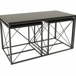 Defne Couchtisch-Set | 100 % MELAMIN | Anthrazit, Schwarz