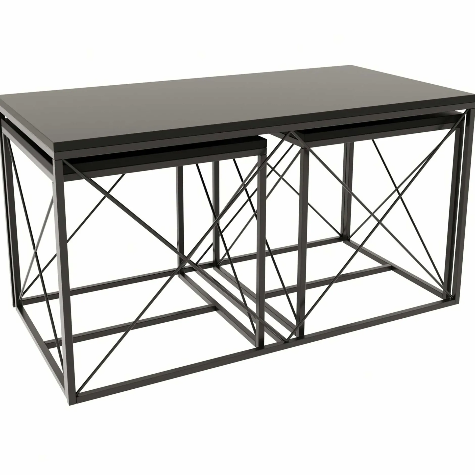 Defne Couchtisch-Set | 100 % MELAMIN | Anthrazit, Schwarz