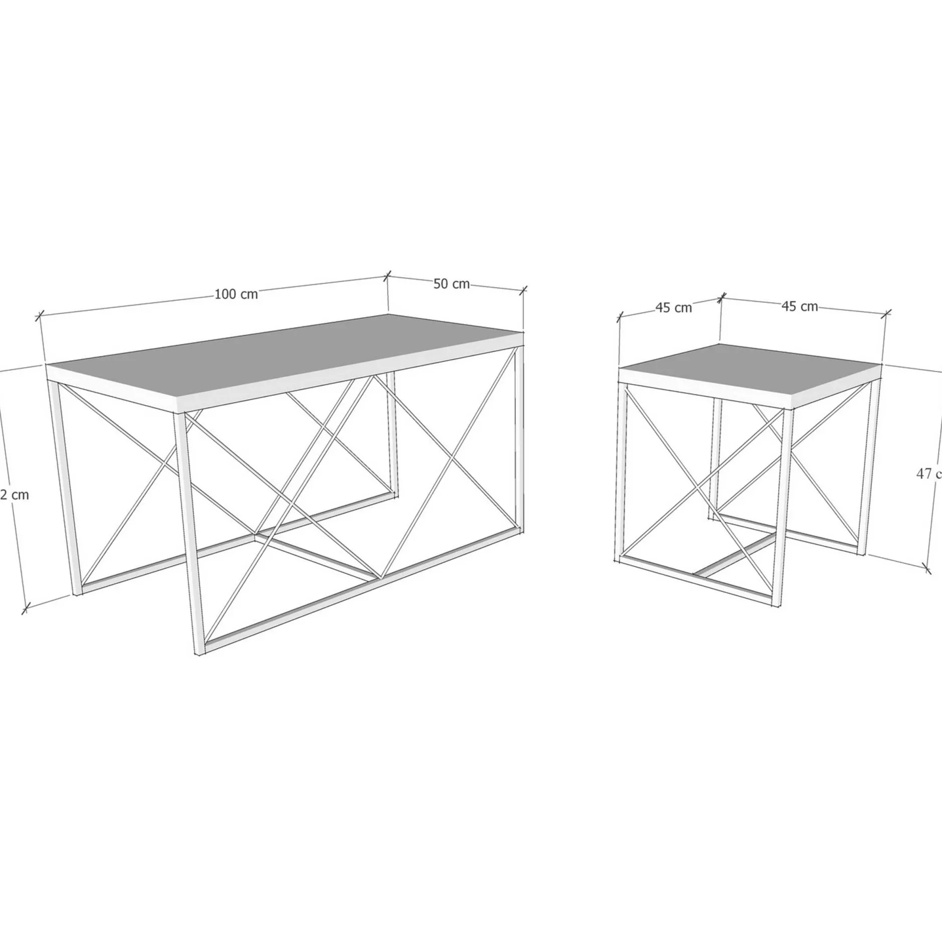 Defne Couchtisch-Set | 100 % MELAMIN | Anthrazit, Schwarz