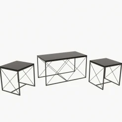 Defne Couchtisch-Set | 100 % MELAMIN | Anthrazit, Schwarz