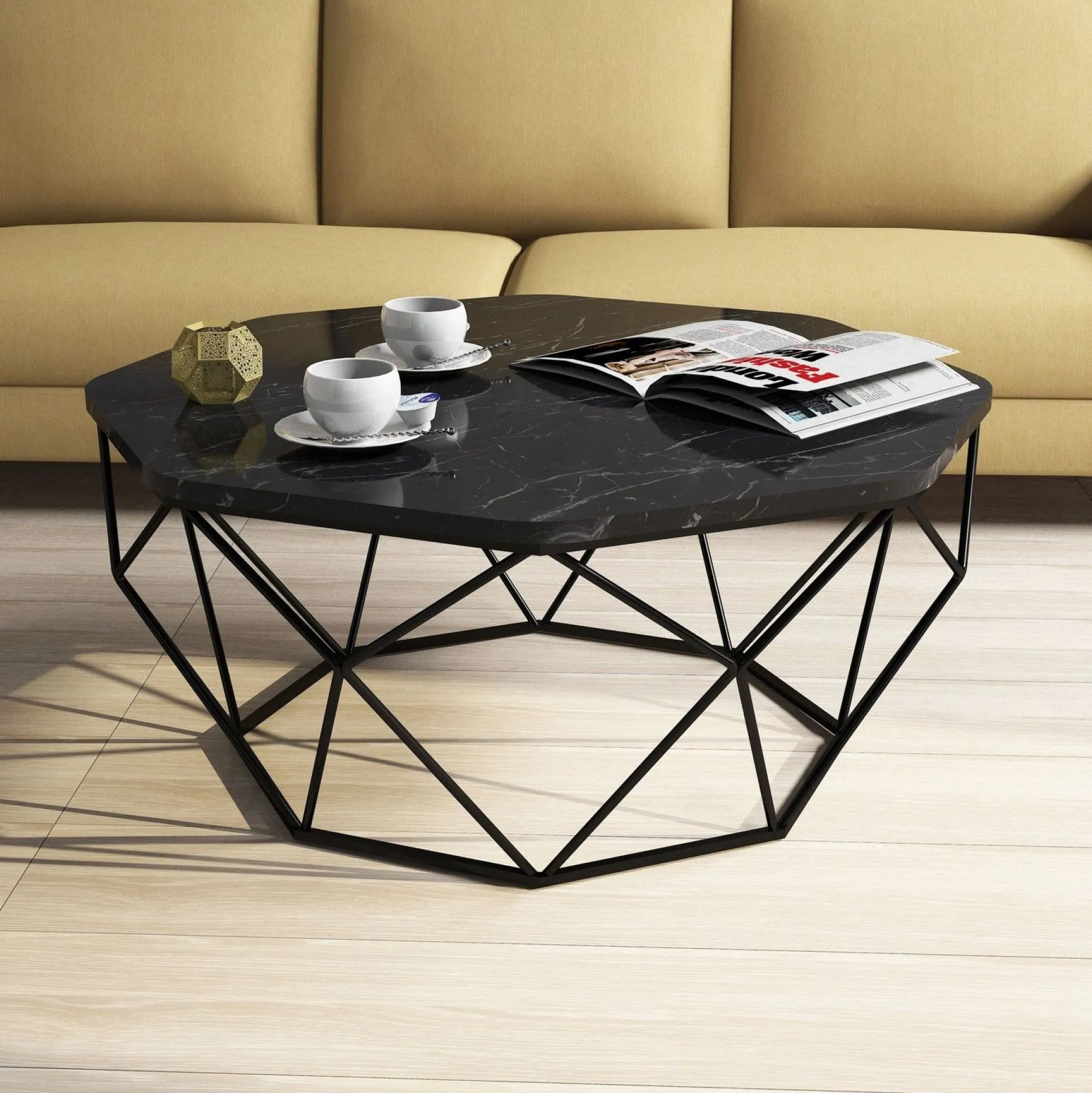 Diamond Couchtisch | 100 % MELAMIN | Schwarz