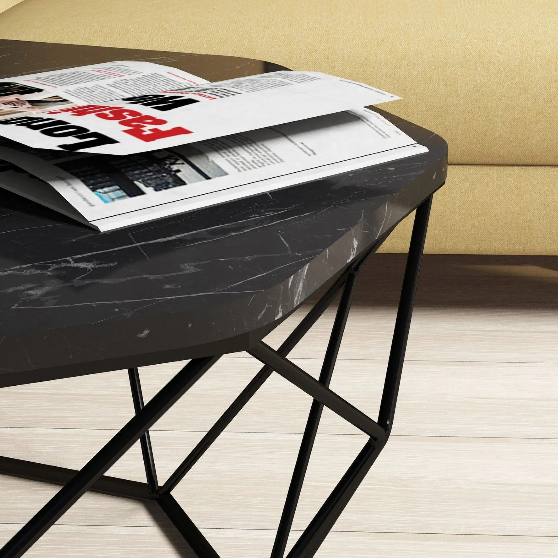 Diamond Couchtisch | 100 % MELAMIN | Schwarz