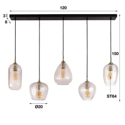 Dina Hängeleuchte 120 cm-transparentes Glas