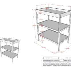 DinoKleinkindzimmer : Kleinkindbett 70x140cm und Wickeltisch - Kiefer weiß