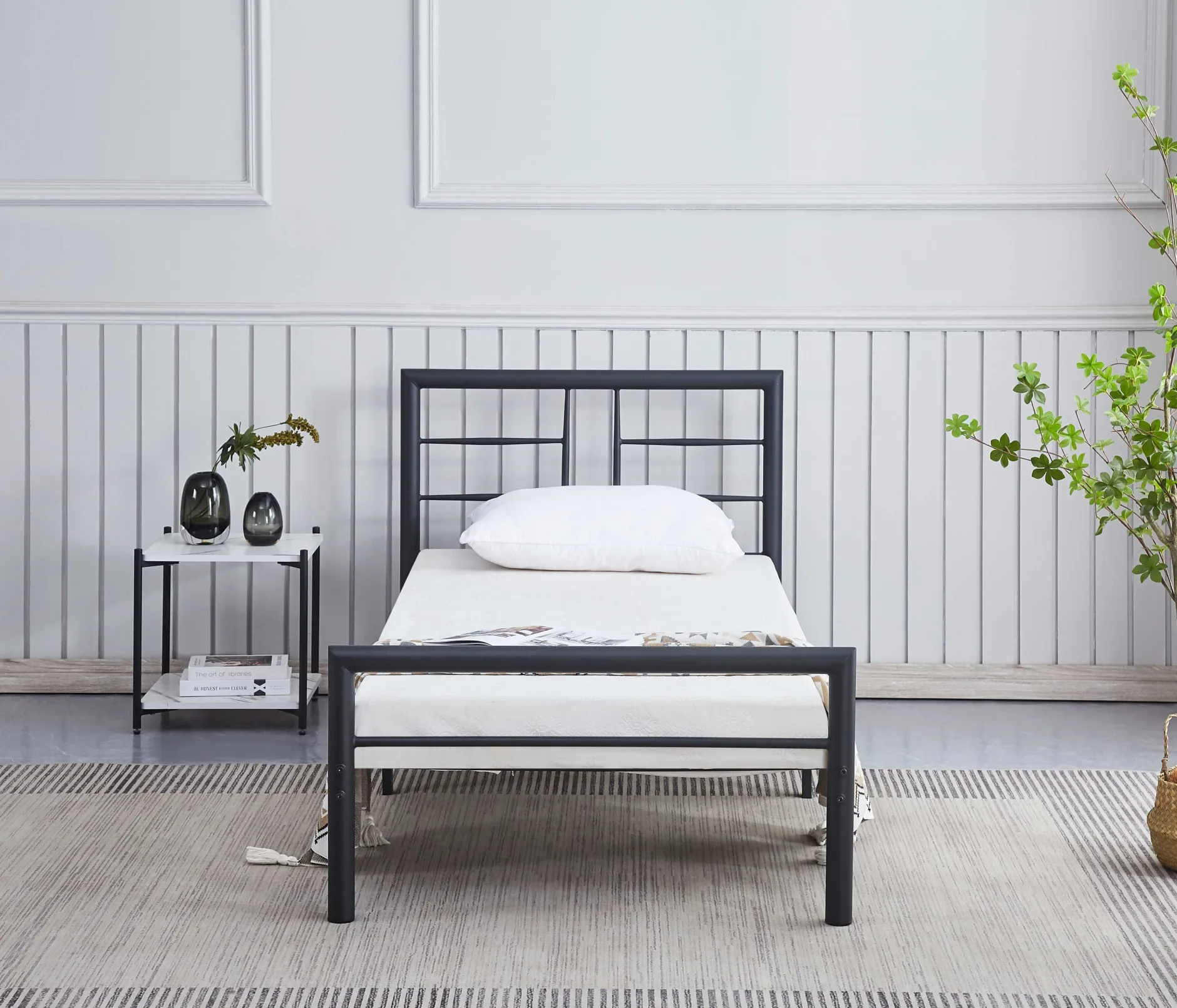 Dixon Metall Einzelbett - 90x200cm - mattschwarz
