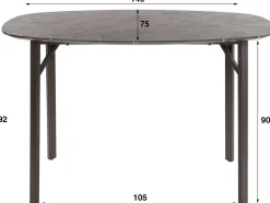Dänischer Bar-Tisch Oval 140 cm - Graphit 3D Melamin