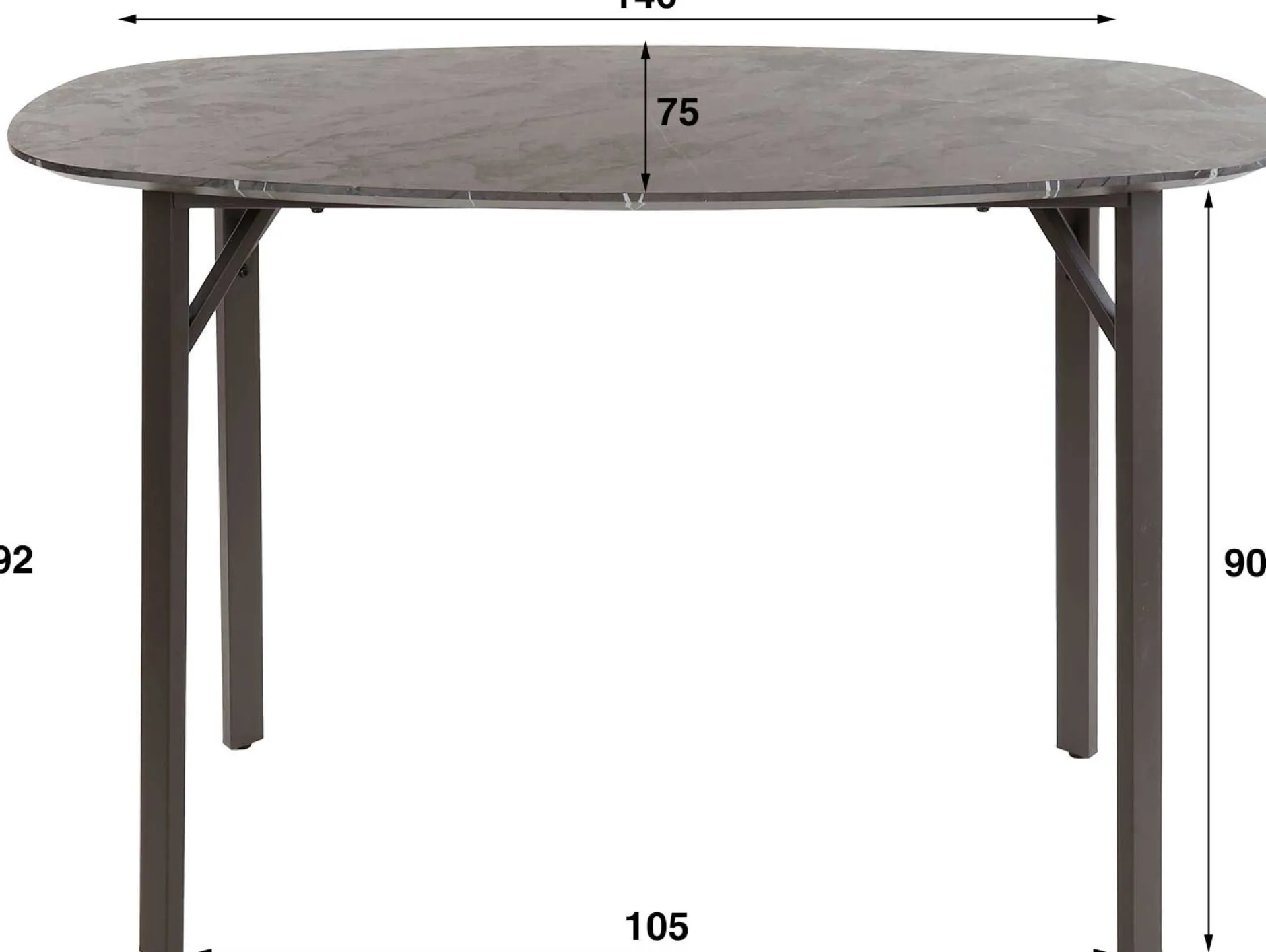 Dänischer Bar-Tisch Oval 140 cm - Graphit 3D Melamin