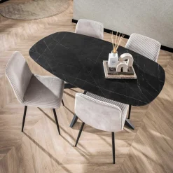 Dänischer Esstisch Oval 150 cm Graphit Melamin