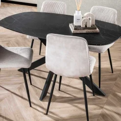 Dänischer Esstisch Oval 150 cm Graphit Melamin