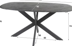 Dänischer Esstisch Oval 150 cm Graphit Melamin