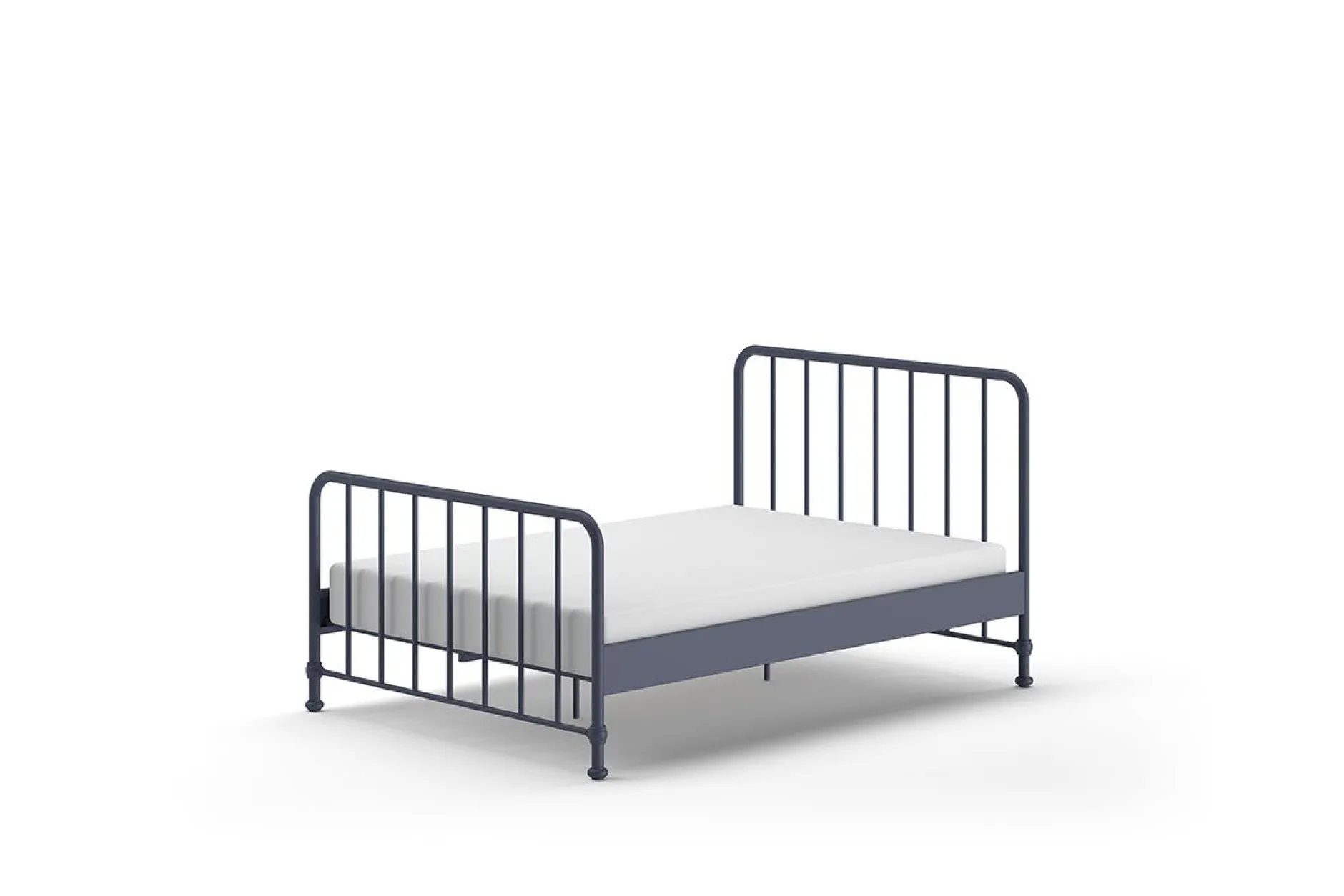 Doppelbett Bronxx Metall 140x200 - matt blau denim