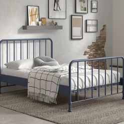 Doppelbett Bronxx Metall 140x200 - matt blau denim