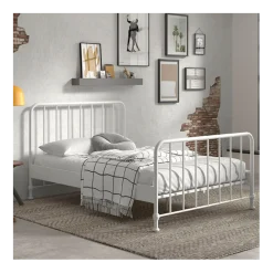 Doppelbett Bronxx Metall 140x200 - matt weiß